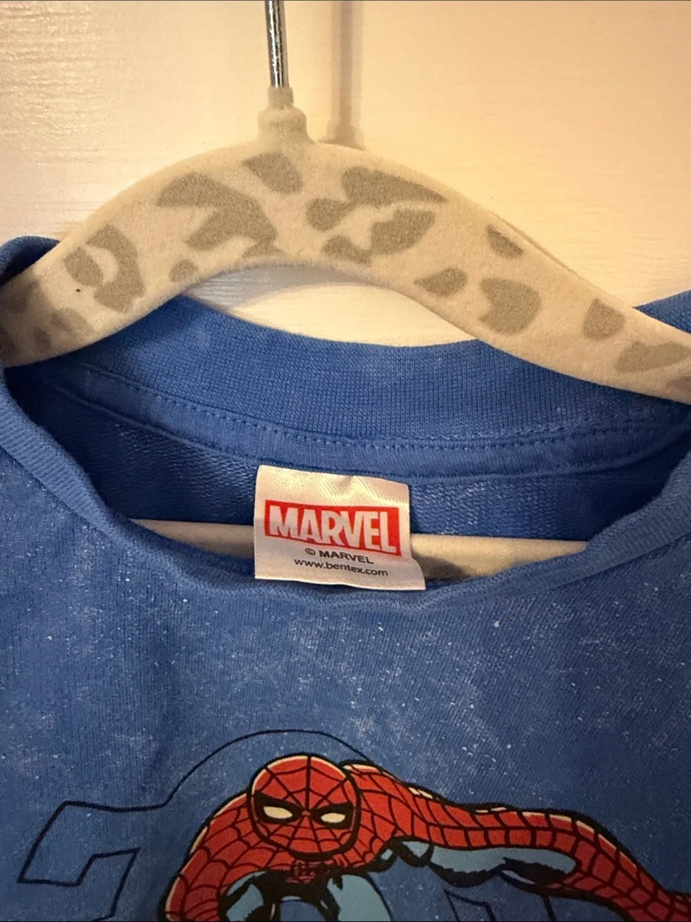 Marvel Blue Spider-Man Graphic Tee with Bold Yellow Logo